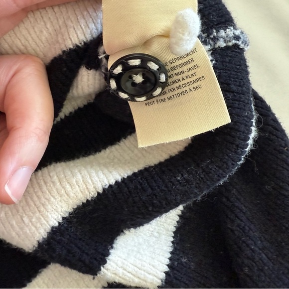 Anthropologie Angel of North Cream Navy Striped Tunic Wool Blend Cardigan Small - Picture 9 of 11